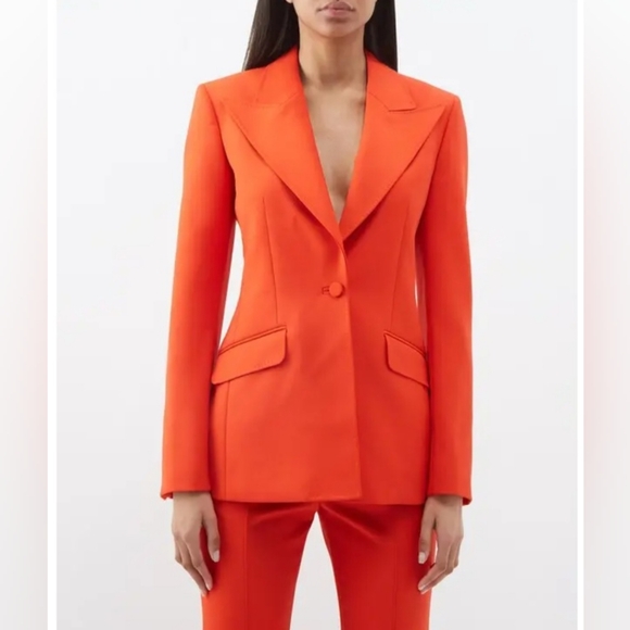 Gabriela Hearst Leiva Single - Breasted Wool Blazer Size 40/IT Blazer Orange